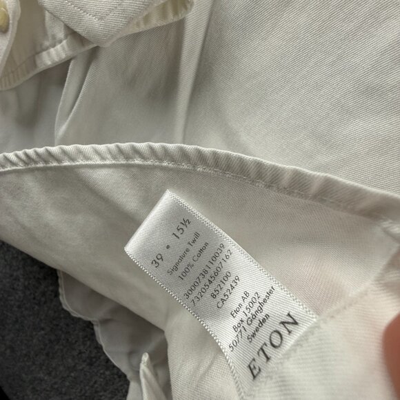 Eton White Romania Cotton Cutaway 15.5 Super Slim Signature Twill Mens Button Up - Picture 13 of 16